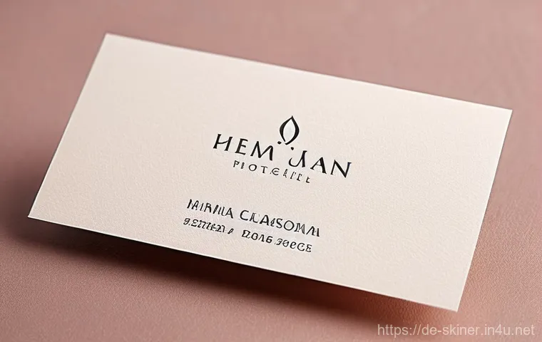 피부관리사로서의 명함 제작 및 네트워킹 - **Elegant Business Card Showcase**
    "A close-up shot of a meticulously designed, elegant business...