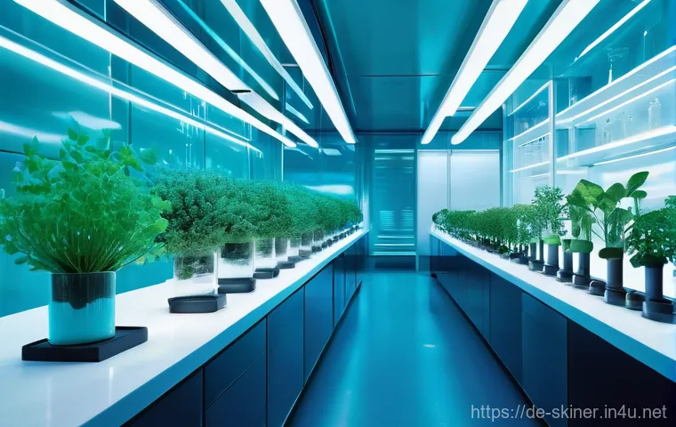 피부관리 관련 최신 기술 및 혁신 소개 - **High-Tech Home Spa Ritual:**
    A diverse woman, around 35-40 years old, with a serene expression...