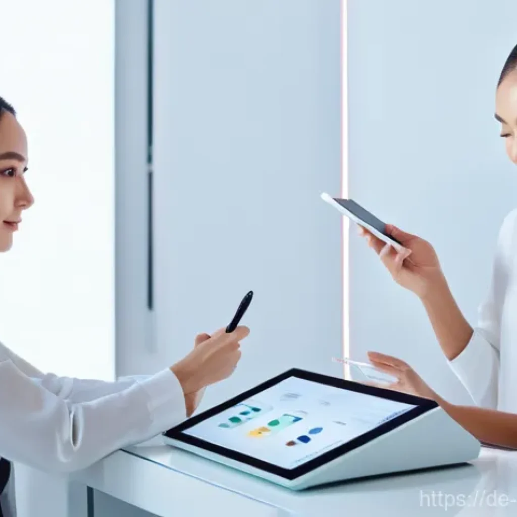 피부관리 고객 서비스에서의 프라이버시 보호 - **Prompt:** A young adult woman (20s-30s), dressed in stylish, comfortable everyday wear, sits atten...